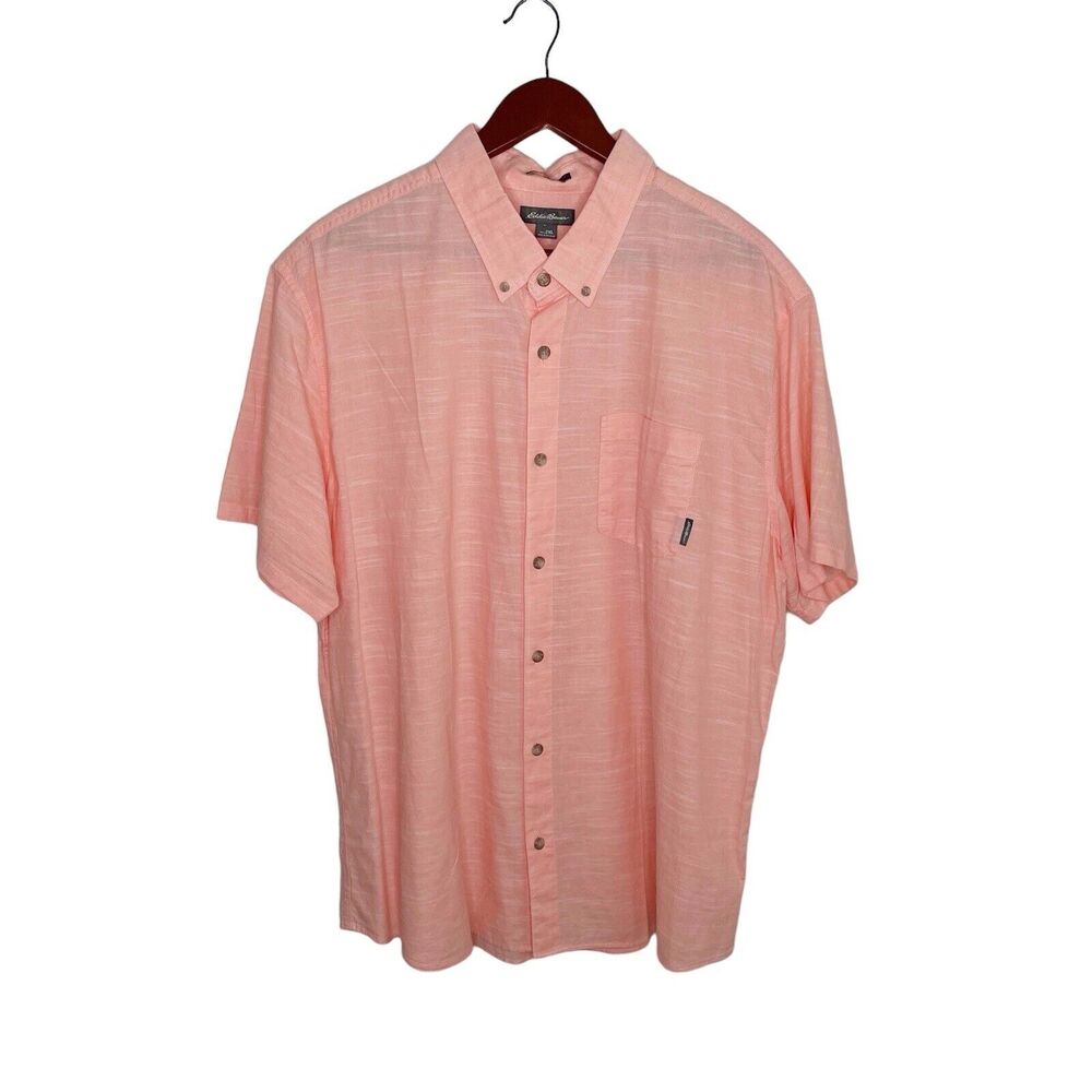 Eddie Bauer Shirt Men’s 2XL Button Up Short Sleeve 100% Cotton Classic Pocket